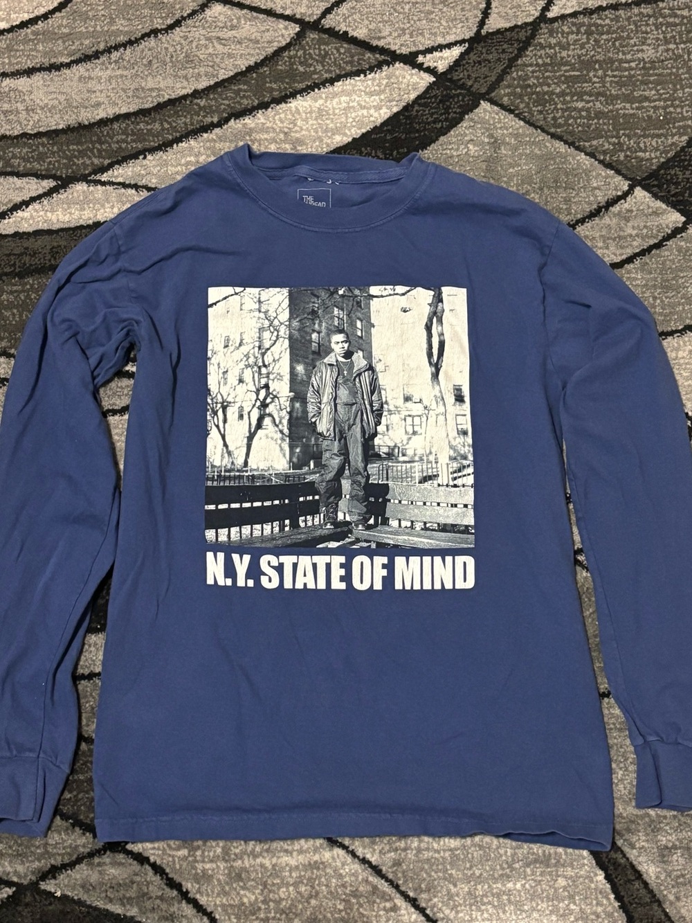 Nas N.Y. State of Mind Blue Graphic Long-Sleeve Tee